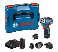 Bosch Professional 12V System perceuse-visseuse sans-fil GSR 12V-35 FC (avec 4 adaptateurs FlexiClick, 2 batteries 3,0 Ah, chargeur rapide GAL 12V-40, dans L-BOXX) - système FlexiClick