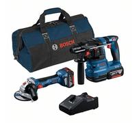 Bosch Professional 18V System combi-kit : Meuleuse angulaire GWS 18V-7 + perforateur GBH 18V-22 (avec 2 batteries 4,0 Ah, chargeur rapide GAL 18V-40, sacoche d’outils)