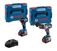 Bosch Professional Kit combiné 18 V : perceuse-visseuse à percussion GSB 18V-110 C + visseuse à percussion rotative GDR 18V-210 C (avec 2 batteries de 5,0 Ah, chargeur GAL 1880 CV, L-BOXX)