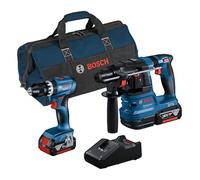Bosch Professional 18V System combi-kit : Perceuse-visseuse à percussion GSB 18V-45 + perforateur GBH 18V-22 (avec 2 batteries 4,0 Ah, chargeur rapide GAL 18V-40, sacoche d’outils)
