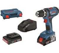Bosch Professional 18V System GSR 18-2-LI - Tournevis a Batterie (63 Nm, vis max. Ø 7 mm, 2 x 2,0 Ah, en L-Case)