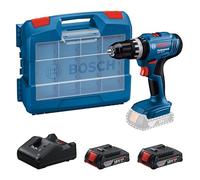Bosch Professional 18V System perceuse-visseuse à percussion sans-fil GSB 18V-25 (Ø vis max. 10 mm, avec 2 batteries GBA 2,0 Ah, GAL 18V-20, set d'acc. 63 pièces, L-Case Pick & Click)