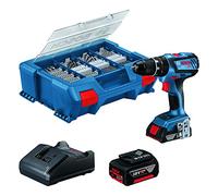 Bosch Professional 18V System perceuse-visseuse à percussion sans-fil GSB 18V-28 (batteries 2,0 Ah / 4,0 Ah, GAL 18V-20, L-Case Pick&Click avec set de 100 accessoires) - Set Amazon Exclusive