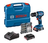 Bosch Professional 18V System perceuse-visseuse à percussion sans-fil GSB 18V-45 (régime à vide 1 900 tr/min, avec 2 batteries 2,0 Ah, accessoires, GAL 18V-20, L-Case) - Set Amazon Exclusive