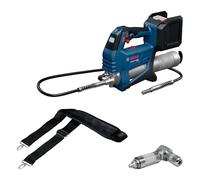 Bosch Professional 18V System pistolet de graissage sans-fil GFP 18V-10 (pression max. de 10 000 psi, débit max. de 320 g/min, avec coupleur à 90°, bandoulière)