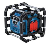 Bosch Professional 18V System radio de chantier sans-fil GPB 18V-5 C (réception via Bluetooth, FM et AUX, avec câble AUX, 2 piles (AA), dans boîte carton)