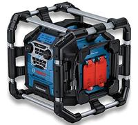 Bosch Professional 18V System radio de chantier sans-fil GPB 18V-5 SC (réception via DAB+, Bluetooth, FM et AUX, avec câble AUX, 2 piles (AA), dans boîte carton)