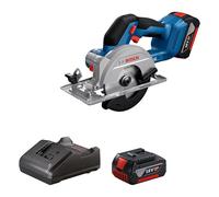 Bosch Professional 18V System Scie circulaire Sans-Fil GKS 18V-51 (moteur sans charbon, 2 batteries 18V GBA 4.0Ah, chargeur GAL 18V-20, 1 lame de scie (140 mm), butée longitudinale)