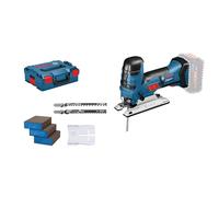 Bosch Professional 18V System scie sauteuse sans-fil GST 18 V-LI S (poignée champignon, profondeur de coupe bois/alu/métal : 120/20/8 mm, 3 lames, pare-éclats, sans batterie ni chargeur, dans L-BOXX)