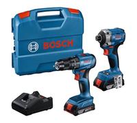 Bosch Professional 18V System Tournevis à percussion sans fil GDR 18V-215 + perceuse-visseuse GSB 185-LI (2 batteries GBA 18V 2.0Ah incl., chargeur GAL 18V-20, malette)