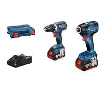 Bosch Professional 18V System visseuse à chocs sans-fil GDR 18V-200 + perceuse-visseuse sans-fil GSR 18V-60 (avec 2 batteries GBA 18V 5.0Ah, chargeur rapide GAL 18V-40, L-Case)