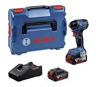 Bosch Professional 18V System visseuse à chocs sans-fil GDR 18V-220 C (jusqu’à 3 400 tr/min, couple 220 Nm, moteur sans charbon, 2 batteries 5,0 Ah, chargeur GAL 18V-40, module connectivité, L-BOXX)