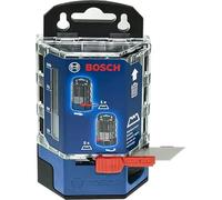 Bosch Professional 50 lames de rechange dans un distributeur de lames (compatibles avec le cutter à lames trapézoïdales Bosch Professional)