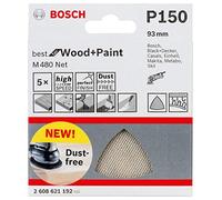 Bosch Professional 5x Triangles de Ponçage M480 Best for Wood and Paint (Bois et peinture, grosseur de grain G150, Accessoires pour ponceuse Delta)