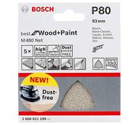 Bosch Professional 5x Triangles de Ponçage M480 Best for Wood and Paint (Bois et peinture, grosseur de grain G80, Accessoires pour ponceuse Delta)