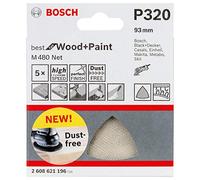 Bosch Professional 5x Triangles de Ponçage M480 Best for Wood and Paint (Bois et peinture, grosseur de grain G320, Accessoires pour ponceuse Delta)
