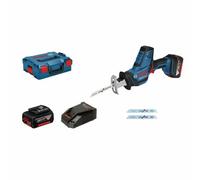 Bosch Professional Battery S y auml, bels and ge GSA 18V-LI C (2x batterie de 4.0 Ah, système 18 Volt, version compacte, en abox), bleu, con 2 x 4.0 Ah batterie plus chargeur