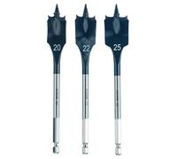 Bosch Professional Coffret de 3x Mèches plates SelfCut Speed (Bois, 1/4 inch Hex Shank, Ø 20/22/25 mm, Accessoire Perceuse à percussion)