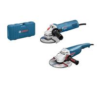 Bosch Professional combi-kit meuleuses angulaires : GWS 22-230 P + GWS 880 (avec poignée auxiliaire, flasque de serrage, écrou de serrage, capot de protection, clé à ergots, coffret de transport)