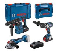 Pack 3 outils 18V - perforateur - perceuse-visseuse - meuleuse - BOSCH - avec 1 batterie 18V 4.0Ah + 1 batterie 8.0Ah - chargeur - L-Boxx - 0615990N2X