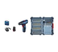 Bosch Professional GSR 120-LI Perceuse sans Fil + 40 pièces Kit d'embouts de tournevis (Pick and Click,embouts de tournevis extra durs, avec porte-embouts universel) - Amazon Edition