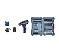 Bosch Professional GSR 120-LI Perceuse sans Fil + Kit d'embouts de tournevis 35 pièces (Pick and Click, accessoires pour visseuse à percussion, avec embouts et porte-embouts universels)