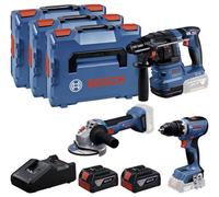 Bosch Professional GSR + GBH + GWS + 2x GBA 5.0 Ah + GAL 18V-40 0615A5009G Jeu d'outils