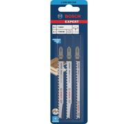 Bosch Professional Jeu de 3 lames de scie sauteuse Expert Wood 2-Side Clean, pour contreplaqué, panneau d'ameublement en bois massif, longueur 117 mm, accessoires pour scies sauteuses