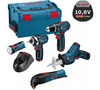 Bosch Professional - KIT 5 OUTILS 12V perceuse-visseuse GSR/scie sabre GSA/visseuse à choc GDR/ découpeur GOP/lampe GLI L-boxx