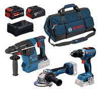 Bosch Kit 3 outils GSR18V-65, GBH18V-26, GWS18V-11 + GBA18V 5,0 + EXBA18V 5,5Ah + GAL 12V/18V