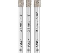 Bosch Professional Kit de 3 forets diamantés Expert for Ceramic (pour Carrelages durs, Pierre dure, Pierre tendre, Ø 6/6/8 mm, Accessoires Perceuses rotatives)