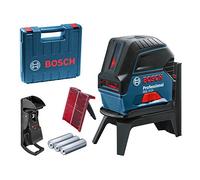 Bosch Professional laser ligne en croix GCL 2-15 (laser rouge, avec points d’aplomb, portée : 15 m, 3 piles AA, support rotatif RM 1, cible laser, housse de protection, étui de Transport)