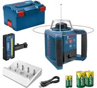 Bosch Professional Laser Rotatif GRL 300 HV (Laser Rouge, Cellule de Réception LR 45 avec support, Portée : jusqu'à 300 m (Diamètre), piles (2xD, 1x9V), Chargeur, dans L-Boxx)