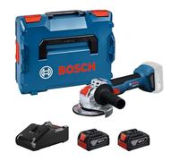 Bosch Professional Meuleuse angulaire à batterie GWX 18V-8 avec X-Lock (incl. 2 batteries GBA 18 V 4,0 Ah, chargeur rapide GAL 18V-40, poignée auxiliaire, couvercle de protection, L-BOXX 136)