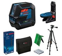 Bosch Professional Niveau Laser GCL 2-50 G (faisceau vert, d'intérieur, support RM 10, trépied BT 150, portée visible : jusqu’à 15 m, 4x piles AA, dans une boîte en carton)