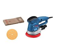Bosch Professional ponceuse excentrique GEX 34-150 (avec ⌀ de plateau de ponçage 150 mm, disque abrasif C470 pour bois, adaptateur d’aspiration, sac à poussière en papier)