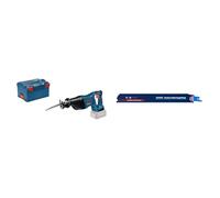Bosch Professional Scie Sabre Sans Fil GSA 18 V-LI (Longueur de Course: 28 mm, L-Boxx) + Lame de scie sabre `Medium-Thick Tough Metal` S 1155 HHM (Acier robuste, Tôles en acier inoxydable, 225 mm)