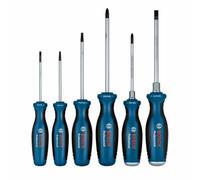 Bosch Professional set de 6 tournevis (Plat/PH/PZ/TX, avec plat 3,5x75mm, TX 20x100mm, TX 15x75mm, plat 6,5x125mm, PZ 2x125mm, PH 1x100mm, calage)