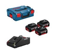 Bosch Professional système 18V : 3 batteries GBA 18V 5.0Ah, chargeur rapide GAL 18V-40, boîtier L-BOXX