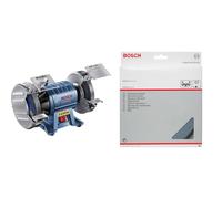 Bosch Professional Touret à Meuler GBG 60-20 (600 W, Ø de la meule : 200 mm, Largeurs des meules : 25 mm) 060127A400 Bleu + Bosch Accessories Meule pour Touret à Meuler, 60 Grain, 32mm Alésage