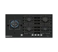Bosch PRS9A6H40 Série 8 Plaque de cuisson à gaz, 90 cm, 9 niveaux de flamme, contrôle tactile, support de casserole, passe au lave-vaisselle, Smart Hood Automatic, Home Connect, arrêt de gaz de