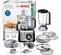 Bosch Robot de cuisine compact MultiTalent 8 MC812M865, 45 fonctions, bol mélangeur XXL 3,9 L, mixeur 1,5 L, couteau universel, cubeur, disque à râper, disque coupe-râpe réversible, 1250 W, noir