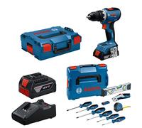 BOSCH Sada nářadí, Vrtací šroubovák GSR 18V-65 2x18V/5Ah + 19dílná sada ručního nářadí 0615A5007K