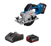Bosch Professional 18V System Scie circulaire Sans-Fil GKS 18V-51 (moteur sans charbon, 2 batteries 18V GBA 4.0Ah, chargeur GAL 18V-20, 1 lame de scie (140 mm), butée longitudinale)