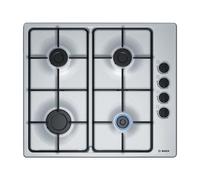 Bosch Serie 2 PBP6B5B80 - Table de cuisson au gaz - 4 plaques de cuisson - Niche - largeur : 56 cm - profondeur : 48 cm - argent - acier inoxydable
