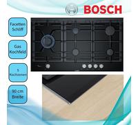 Bosch Serie 8, PRS9A6B70D Table de cuisson à gaz, 90 cm, vitrocéramique, noir