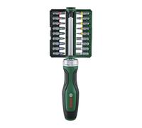 Set de 19 tournevis a cliquet a embout (36 dents porte-embout magnétique Softgrip 18 emb. acier S2 barrette clipsable) Multicolore G