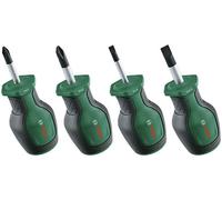Bosch Set de 4 tournevis courts – compacts pour vissage dans espaces restreints, embout magnétique