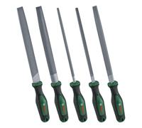 Bosch Set de 5 limes (en métal, robustes : limes ronde/demi-ronde/plate/triangulaire/carrée ; acier au carbure dur ; longueur de manche 200 mm ; course moyenne 2 ; Softgrip)