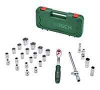 Bosch Set 25 pièces cliquet 1/2" 1600A02Z9F – couple jusqu'à 768 Nm, bouton verrouillage, Softgrip